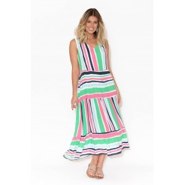 Stripe Sleeveless Midi Dress
