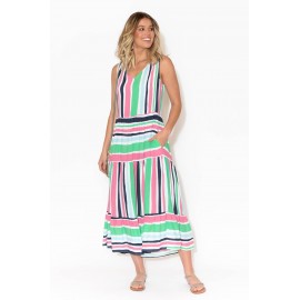 Stripe Sleeveless Midi Dress