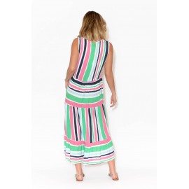 Stripe Sleeveless Midi Dress