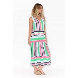 Stripe Sleeveless Midi Dress