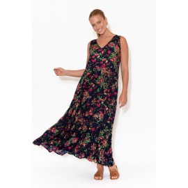 Navy Rose Sleeveless Dress