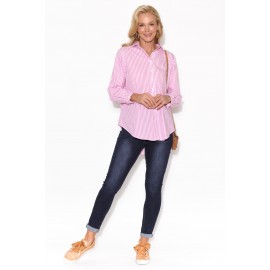Pink Stripe Cotton Poplin Shirt
