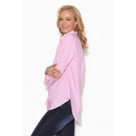 Pink Stripe Cotton Poplin Shirt