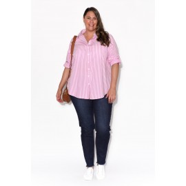 Pink Stripe Cotton Poplin Shirt