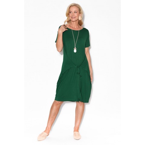 Green Tie Cotton Midi Dress