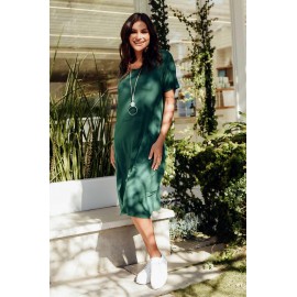 Green Tie Cotton Midi Dress