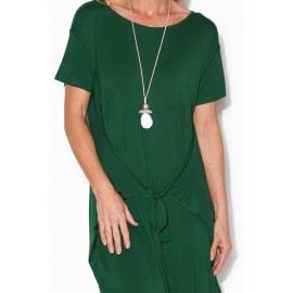 Green Tie Cotton Midi Dress