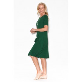 Green Tie Cotton Midi Dress