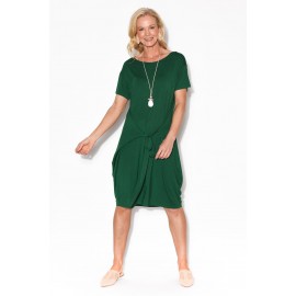 Green Tie Cotton Midi Dress