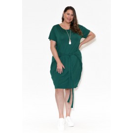 Green Tie Cotton Midi Dress