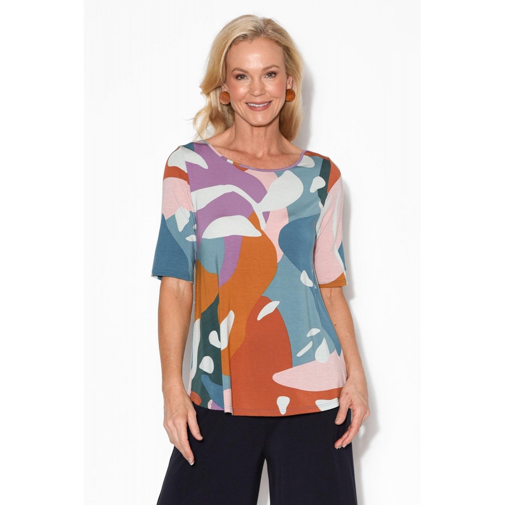 Tropical Half Sleeve Micro Modal Top