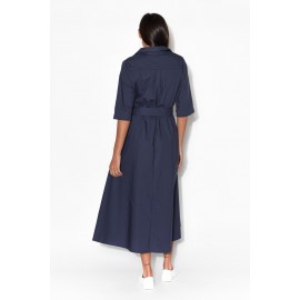Navy Cotton Poplin Dress