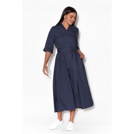 Navy Cotton Poplin Dress