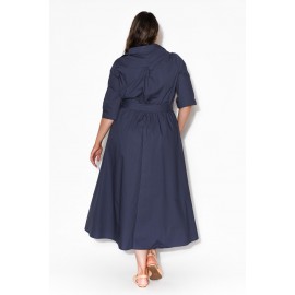 Navy Cotton Poplin Dress